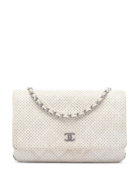 CHANEL Pre-Owned 2006-2008 CC Quilted Perforated Lambskin Wallet On Chain crossbody bag White GH4P4ZX1YC304VP7