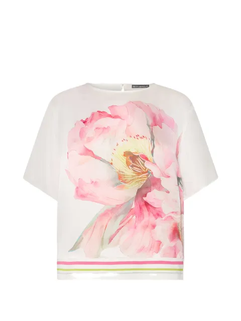 Betty Barclay floral-print striped-hem T-shirt White 80301847