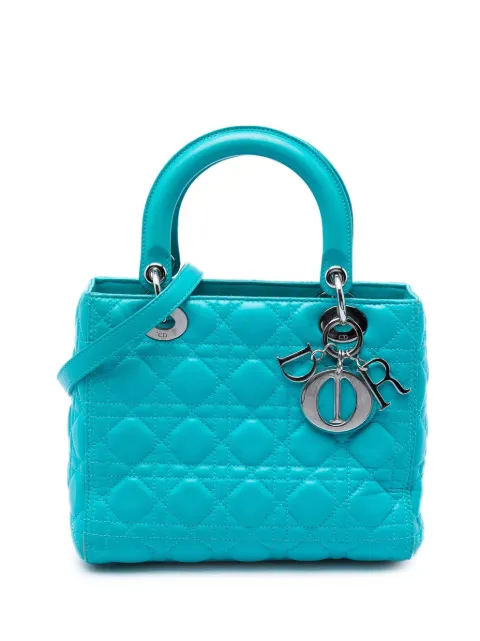 Christian Dior Pre-Owned 2014 Medium Lambskin Cannage Lady Dior satchel Blue IMMHOFY6ACN1P50I