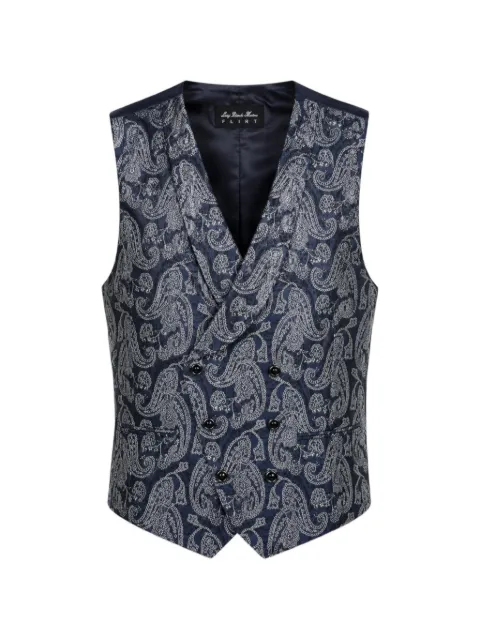 LUIGI BIANCHI MANTOVA paisley-print double-breasted waistcoat Blue 1374TESS1634189