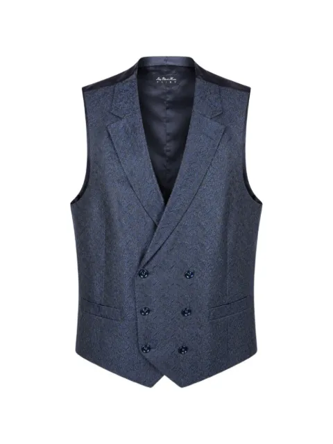 LUIGI BIANCHI MANTOVA paisley-jacquard double-breasted waistcoat Blue 916024138389