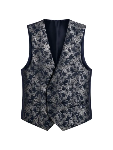 RAMON SANJURJO floral-jacquard double-breasted waistcoat Blue 013633179530BLUE