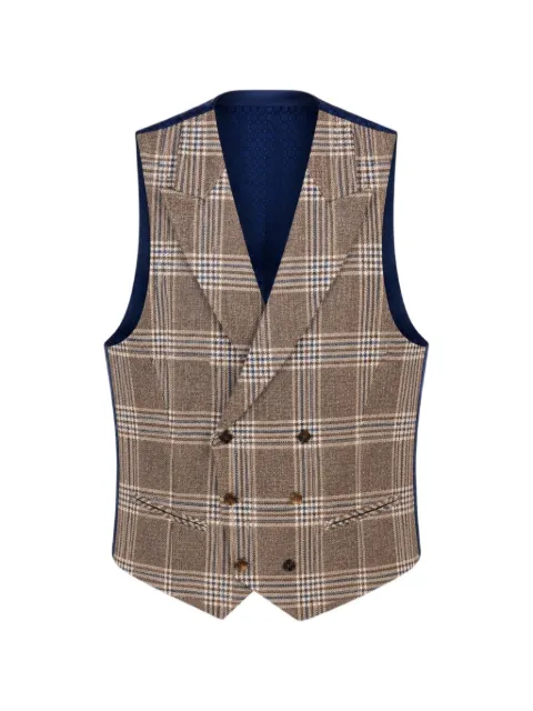 RAMON SANJURJO check-pattern double-breasted waistcoat Brown RS3636370470BROWN