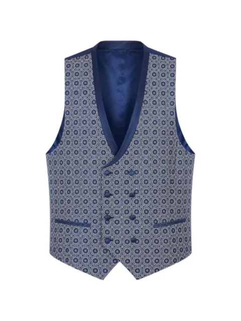RAMON SANJURJO geometric-pattern double-breasted waistcoat Blue 3634309830BLUE