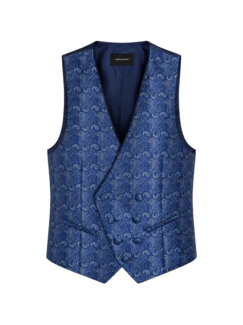 RAMON SANJURJO paisley-jacquard double-breasted waistcoat Blue 013633149430BLUE
