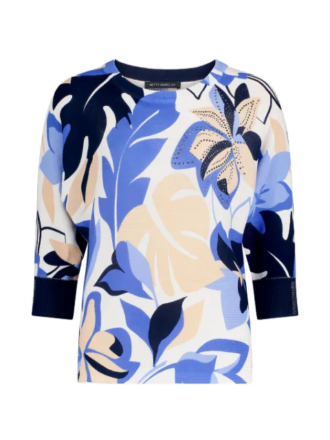 Betty Barclay floral-print rhinestone-embellished sweater White 54011728