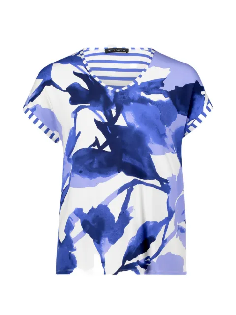 Betty Barclay floral-print striped-trim top Blue 27842525