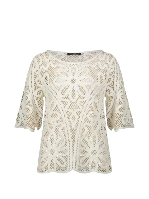 Betty Barclay floral-crochet scalloped-hem top White 54391912