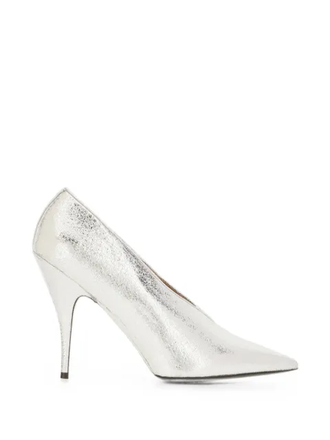 Stella McCartney cracked-effect pointed-toe pumps Silver 810709E00311