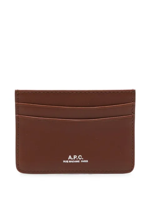 A.P.C. logo-print leather cardholder Brown PXAWVH63028