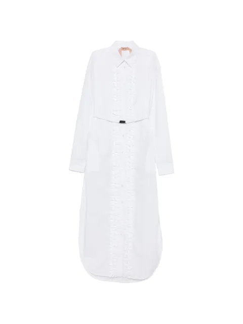 Nº21 ruffled belted midi dress White 26IN2C0H0510187