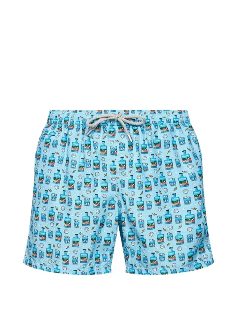 MC2 Saint Barth Portofino-print drawstring swim shorts Blue LIG0003