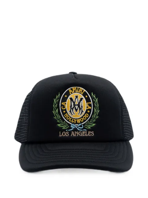 AMIRI logo-embroidered mesh-panel trucker hat Black AMSAHE1062