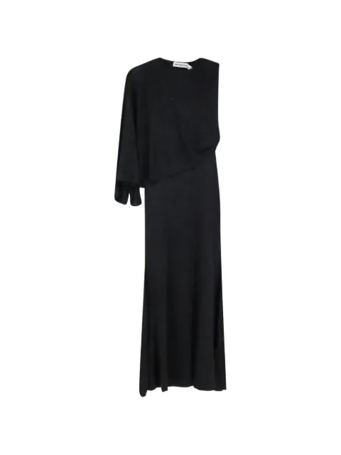 Self-Portrait asymmetric draped maxi dress Black PF26081XB
