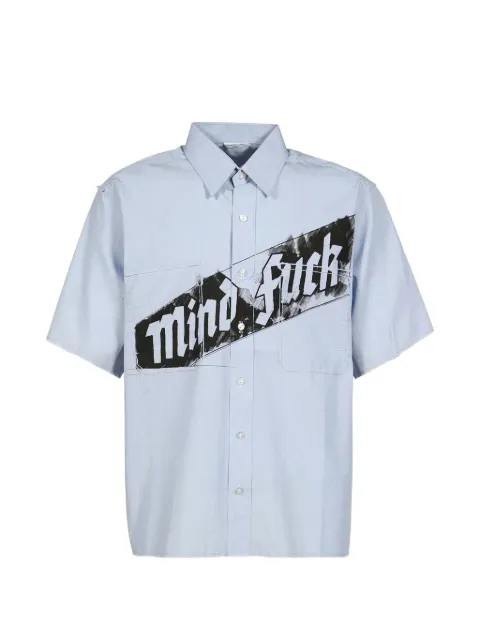 PROTOTYPES x Andrey Molodkin slogan-print short-sleeved shirt Blue 33PT09SH02USBL