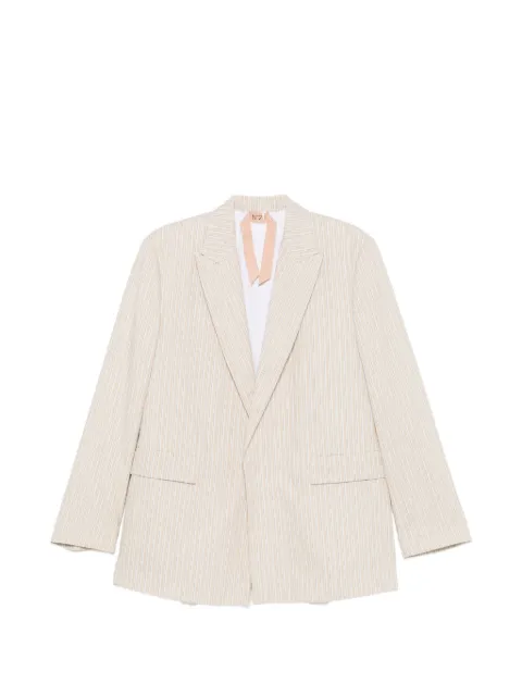 Nº21 vertical-stripe peak-lapel blazer Neutrals 26IN2C0L0611524