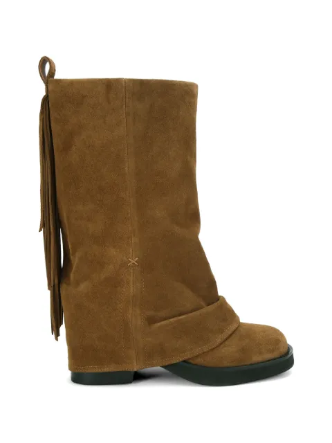 Kurt Geiger London fringe gaiter biker boots Brown 5851332209
