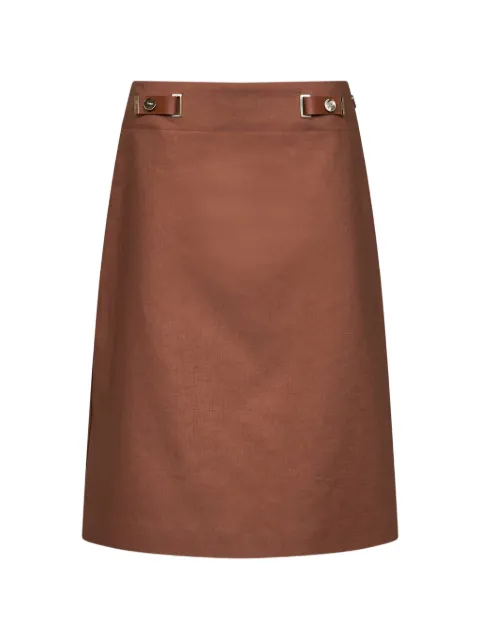 FENDI leather-tab side-slit skirt Brown FQ7751AWAI