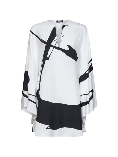 Kiton graphic-print ruffled blouse White D49438K0999G0600