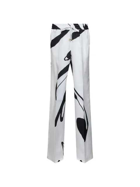 Kiton graphic-print silk trousers White D48122K0999G0600