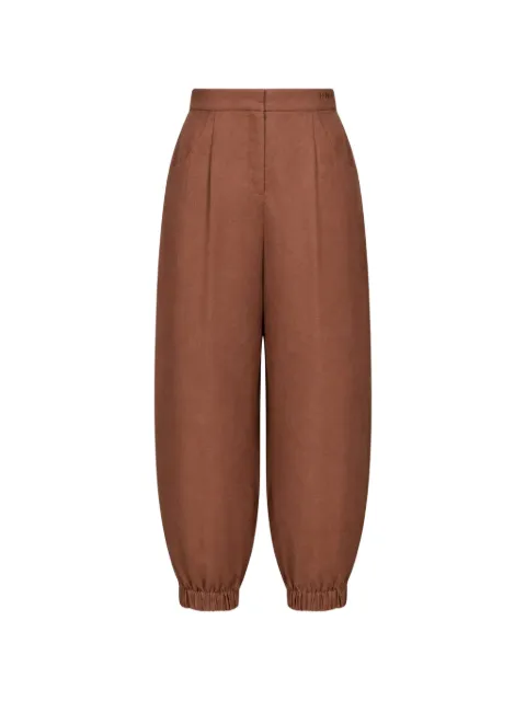FENDI pleated elasticated-cuff trousers Brown FR6745AWAI