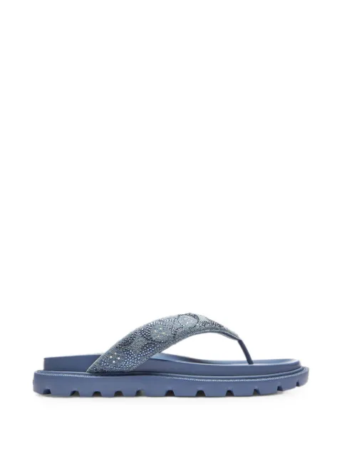 Coach crystal-embellished logo-print flip-flops Blue CEX14