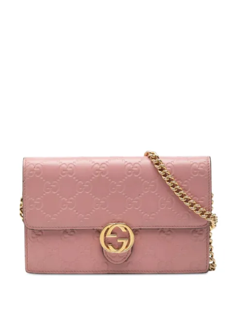 Gucci Pre-Owned 2016-2025 Guccissima Interlocking G Wallet on Chain crossbody bag Pink P5HTZAEJZQW7QMBN