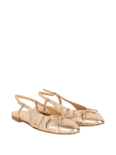 STATUS bow-detail metallic-leather mules Gold H454BERGWASHFONDOTINTA