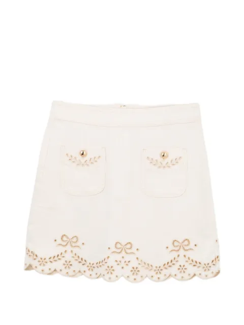 Self-Portrait broderie mini skirt Neutrals PF26817SKC