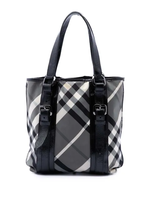 Burberry Pre-Owned 2000-2017 Small Beat Check Nylon Victoria tote bag Grey D7G8X45SN4ZVGQIH