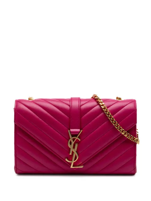 Saint Laurent Pre-Owned 2015 Small Chevron Calfskin Monogram Envelope Bag crossbody bag Pink B5IOR50RBANO20G0