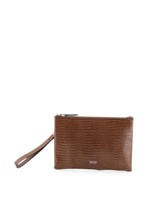 TOM FORD lizard-effect leather pouch Brown H0742LCL483YEBN