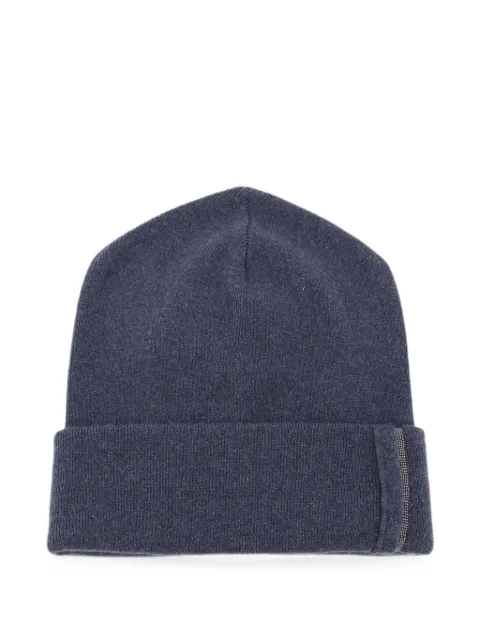 Brunello Cucinelli monili-chain turn-up brim beanie hat Blue M12163199C7186