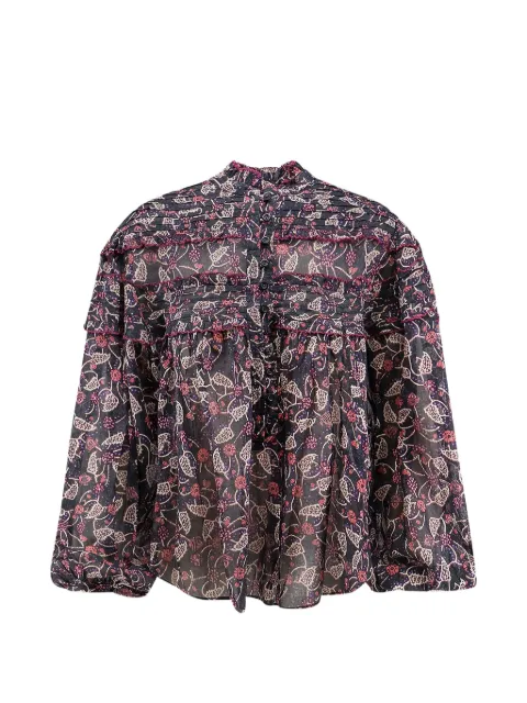 MARANT ÉTOILE Doane floral-print ruffled blouse Black HT0914FAD3J03E