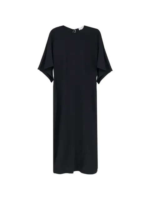 Stella McCartney asymmetrical-sleeve back-slit midi dress Black 6A07103FU372