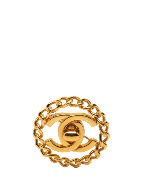 CHANEL Pre-Owned 1997 Gold Plated CC Turnlock Chain Brooch costume brooch Gold EUI2IY9R4ODB5RDU