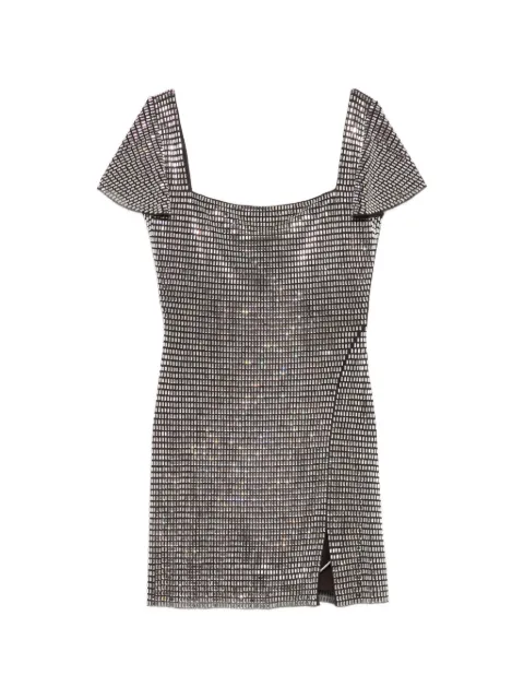 Self-Portrait embellished flared-sleeve mini dress Silver AW26165SGR