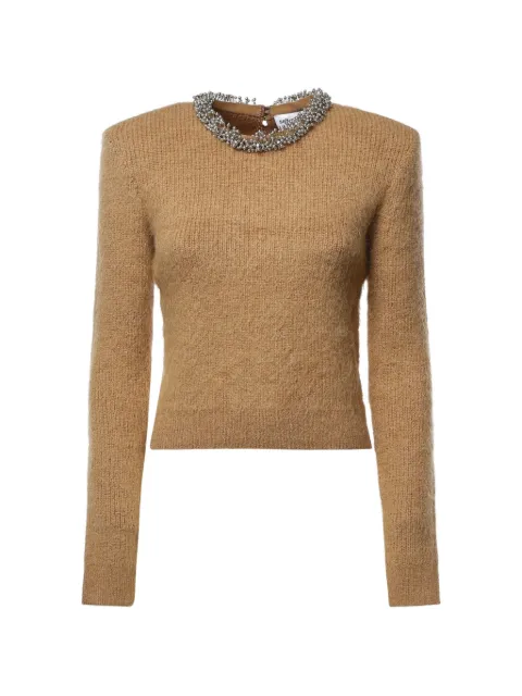 Self-Portrait embellished-neckline knitted sweater Neutrals AW26094TBR