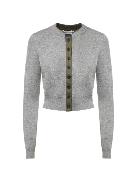 Self-Portrait grey contrast placket cardigan Grey AW26108CGR