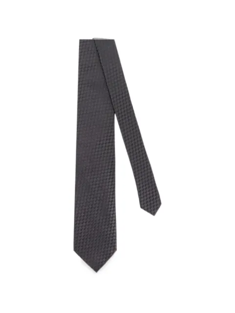 TOM FORD geometric-pattern silk tie Black STE001S0366