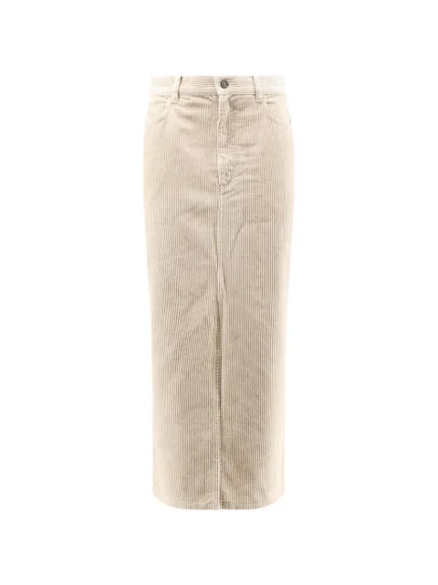 MARANT ÉTOILE corduroy front-slit midi skirt Neutrals JU0408FBD3G02E23EC