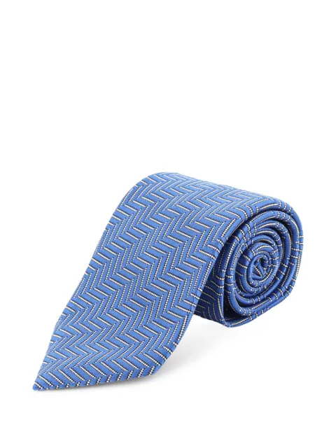 TOM FORD chevron-pattern silk tie Blue STE001S0353