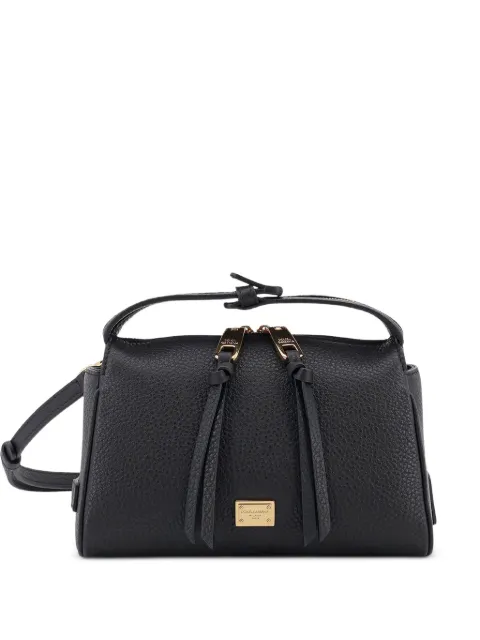 Dolce & Gabbana logo-plaque pebbled shoulder bag Black BB7889A084180999