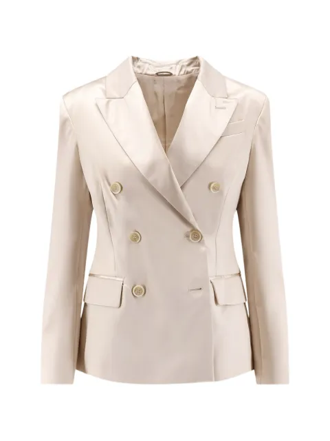Brunello Cucinelli double-breasted satin-finish blazer Neutrals MQ9537199C8740
