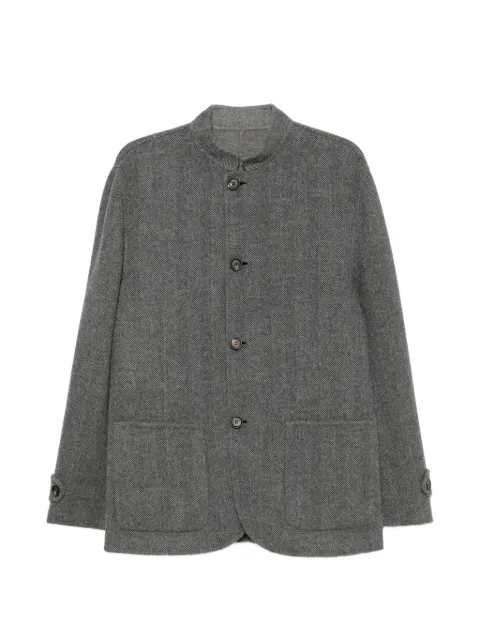 Eleventy herringbone-pattern high-neck coat Grey N75GIAM17TES0N077