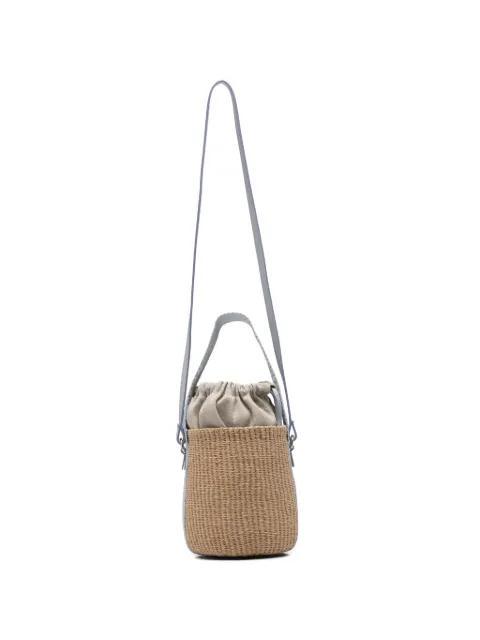 Chloé logo-embroidered woven-paper shoulder bag Neutrals CHC23AS381L18