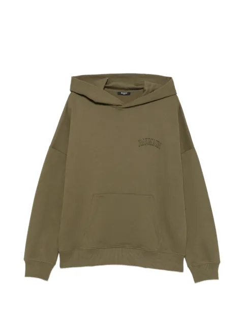 Balmain logo-print cotton hoodie Green HH1JT252BD67UMR