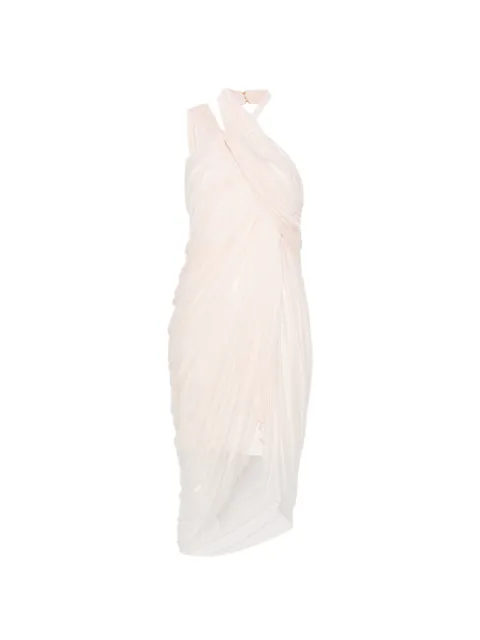 Balmain draped asymmetric-hem mini dress Neutrals HF1RD110JM00