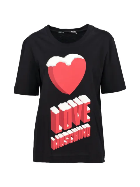 Love Moschino logo-print heart-motif T-shirt Black CVB21627