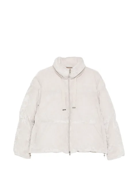 Herno quilted crushed-velvet jacket Neutrals PI00176DR12904